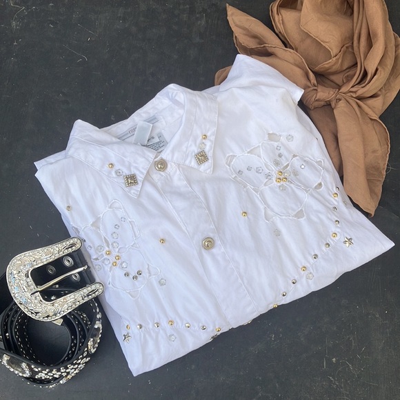 Vintage Beaded Western Metallic Star Snap Shirt - Picture 14 of 15